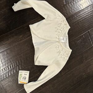 Bonnie Jean White Kids Cape with Bow Accents